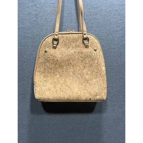 Miztique Daisy Cork Backpack Purse Convertible Adjustable Straps Beige Gold Bag - Picture 6 of 11